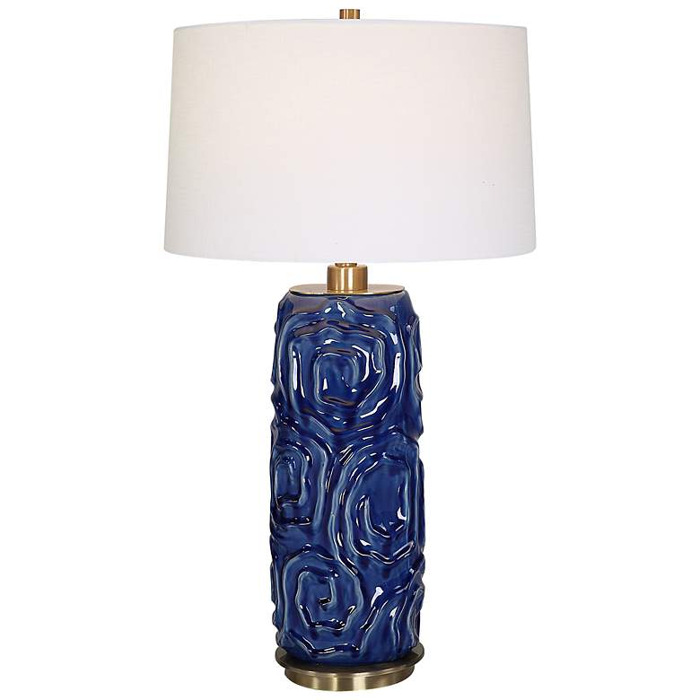 Image 2 Uttermost Zade 33" High Modern Ceramic Blue Table Lamp