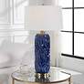 1_Uttermost Zade 33" High Modern Ceramic Blue Table Lamp