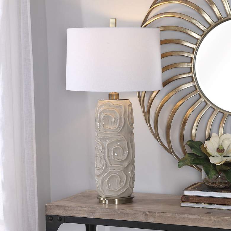 Image 1 Uttermost Zade 34 inch Warm Gray Ceramic Table Lamp