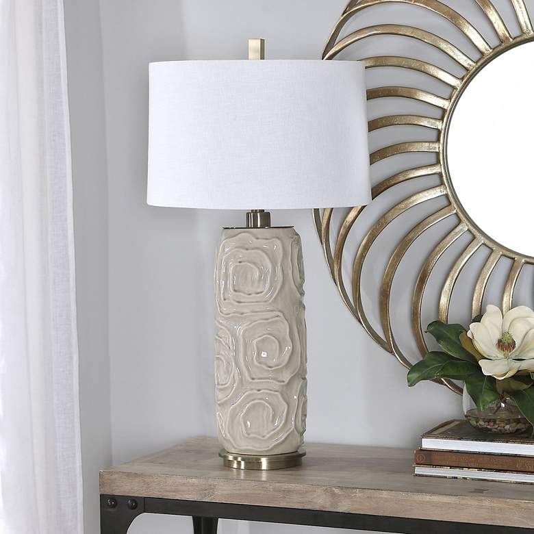 Image 5 Uttermost Zade 34 inch Warm Gray Ceramic Table Lamp more views