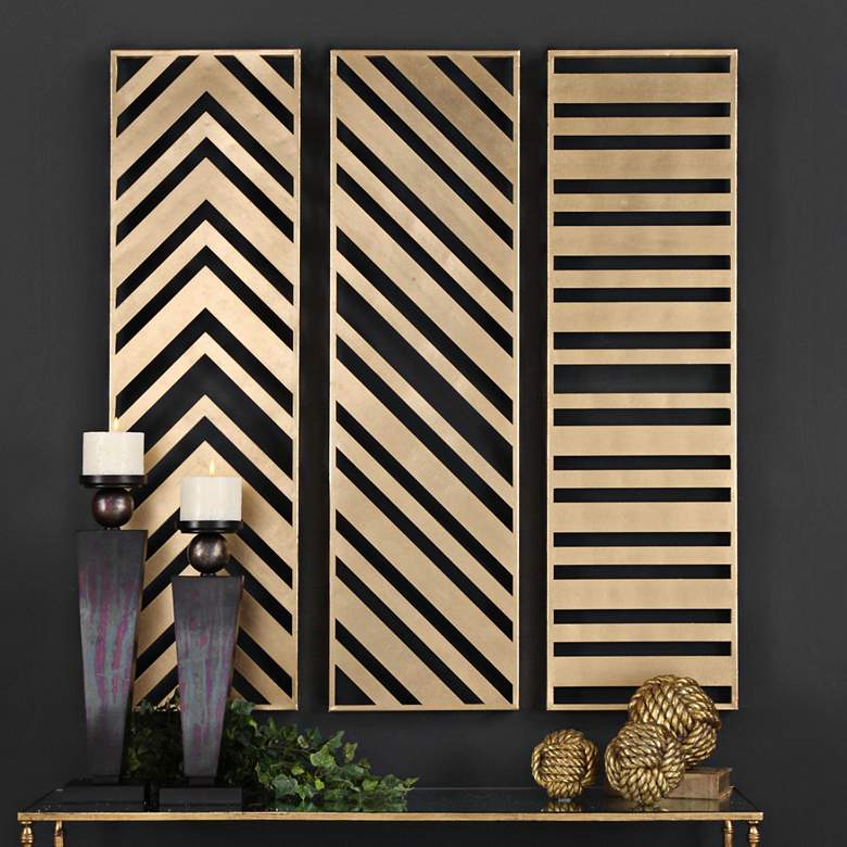Image 1 Uttermost Zahara 3-Panel 45" High Metal Wall Art Set