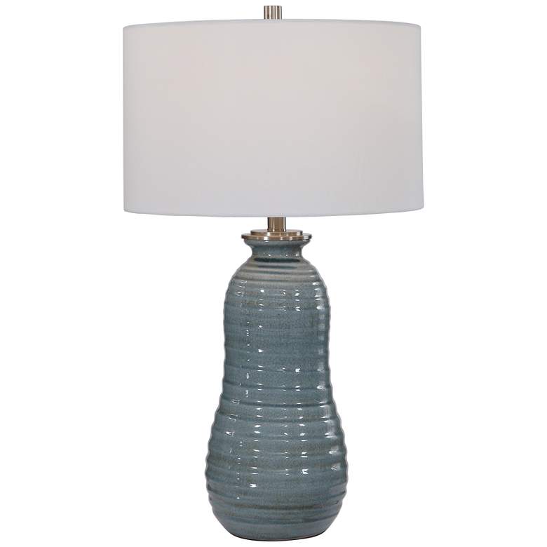 Image 1 Uttermost Zaila 28 inch High Crackled Light Blue Ceramic Table Lamp