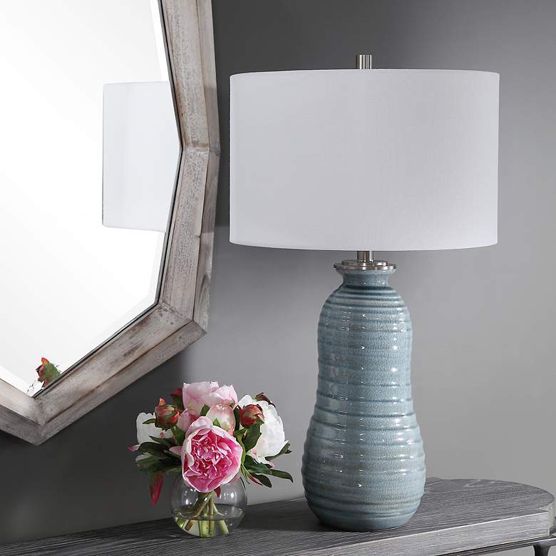 Image 4 Uttermost Zaila Crackled Light Blue Ceramic Table Lamp more views