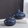 Uttermost Zayan 9" Wide Blue Ceramic Vases Set of 2