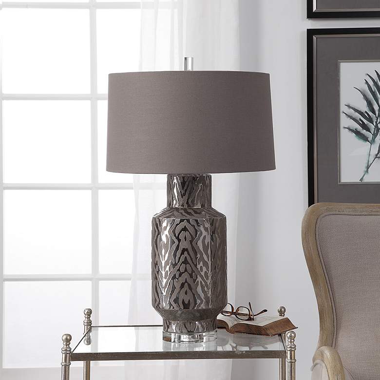 Image 1 Uttermost Zelda Metallic Bronze Glaze Ceramic Table Lamp