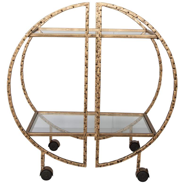 Image 1 Uttermost Zelina 30 1/4 inch Wide Antique Gold 2-Shelf Bar Cart