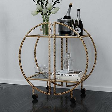 Uttermost Zelina 30 1/4" Wide Antique Gold 2-Shelf Bar Cart