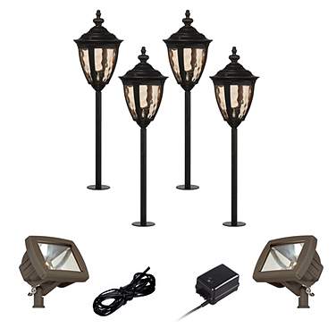 Uvas Bronze 8-Piece LED Landscape Path and Flood Light Set