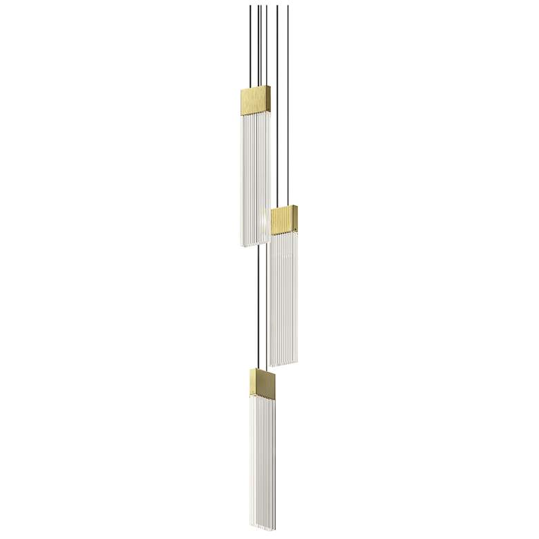 Image 1 V Panels 3.25" Wide 3 Light Brass Thin Pendant