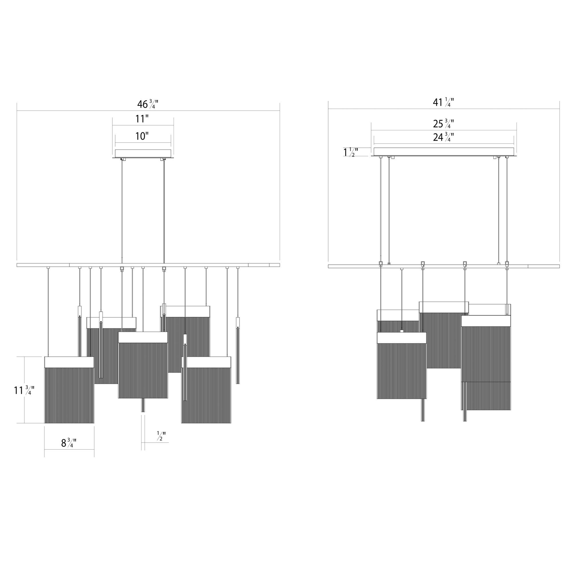 Image 2 V Panels 46.75" Wide Large Polished Chrome Pendant more views
