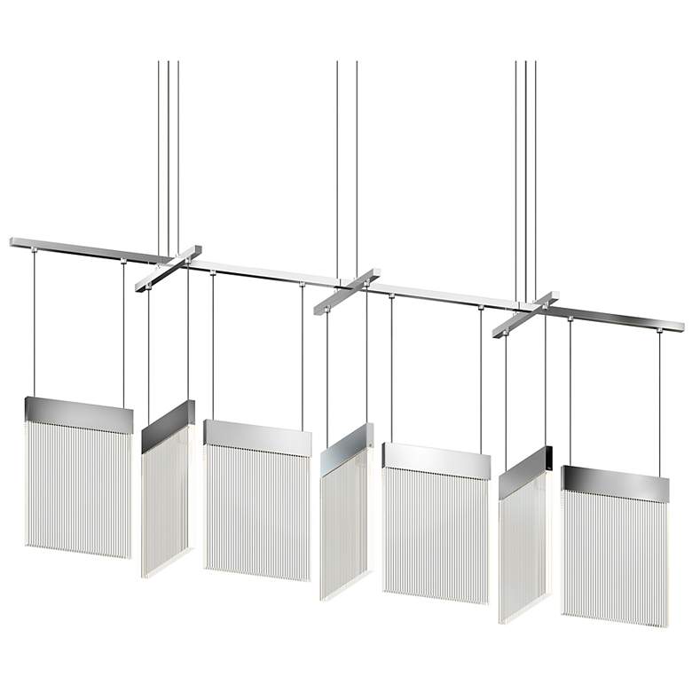 Image 2 V Panels 56" Wide Polished Chrome Bar Pendant
