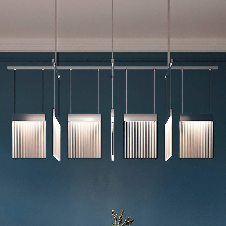 Image 1 V Panels 56" Wide Polished Chrome Bar Pendant