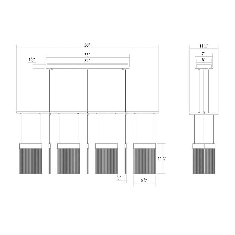 Image 7 V Panels 56" Wide Polished Chrome Bar Pendant more views