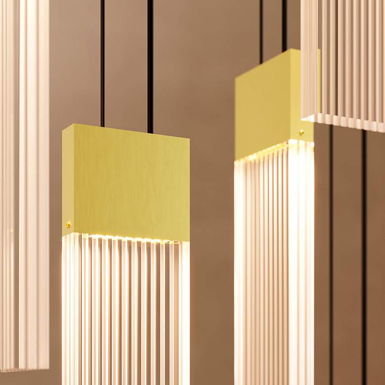 Image 5 V Panels 6.75" Wide 6 Light Brass Thin Pendant more views