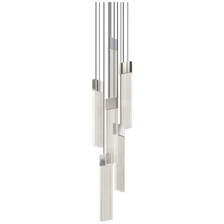 Image 1 V Panels 6.75" Wide 6 Light Polished Chrome Thin Pendant