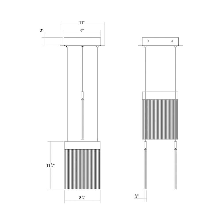 Image 2 V Panels 8.75" Wide 3 Light Brass Pendant more views