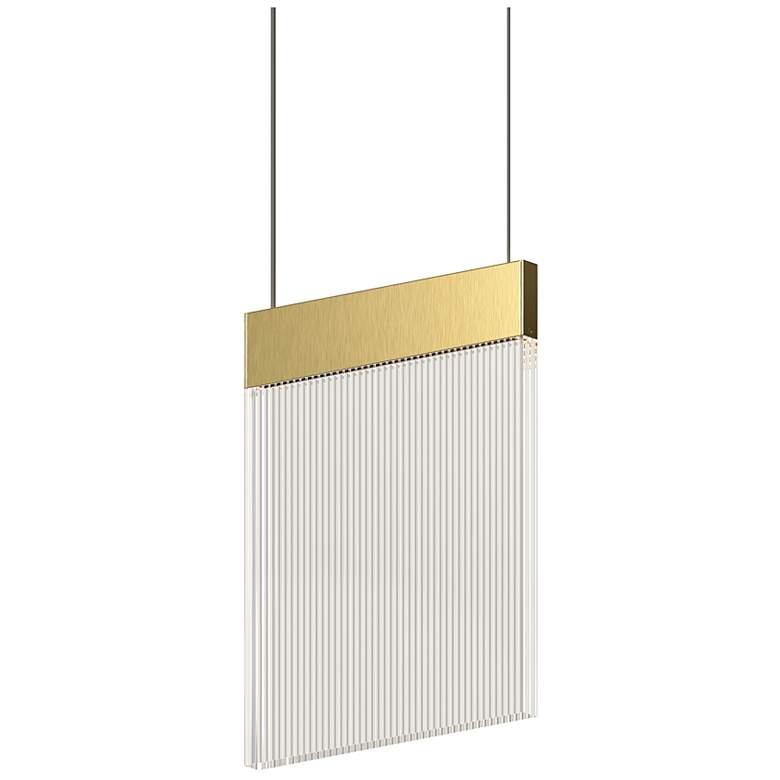 Image 2 V Panels 8.75" Wide Brass Pendant