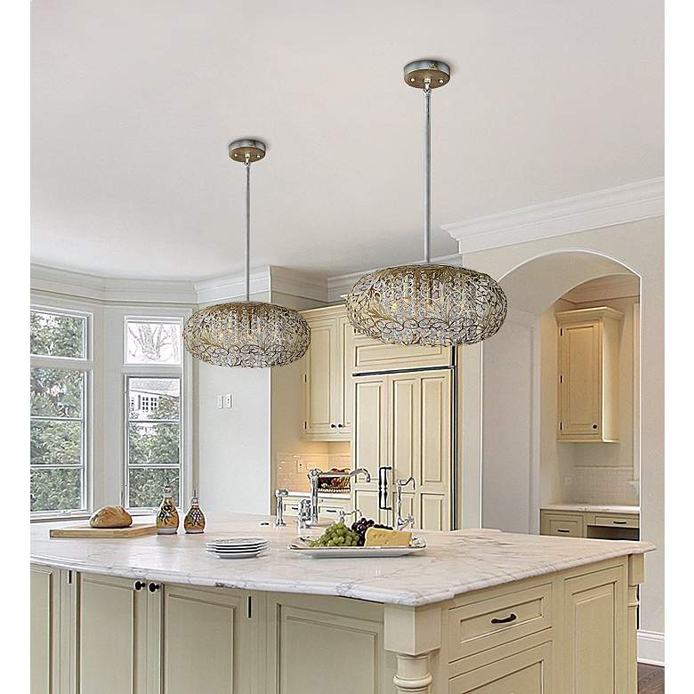 Image 1 Maxim Arabesque 18" Wide Golden Silver Pendant Light in scene
