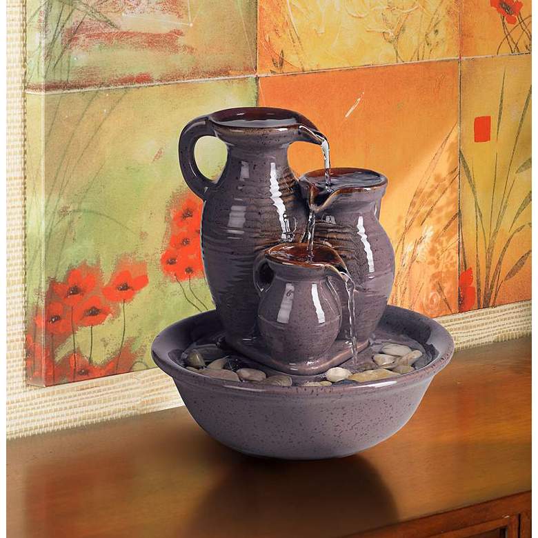 Image 1 Triple Jug Indoor-Outdoor 8 1/4 inch High Tabletop Fountain in scene