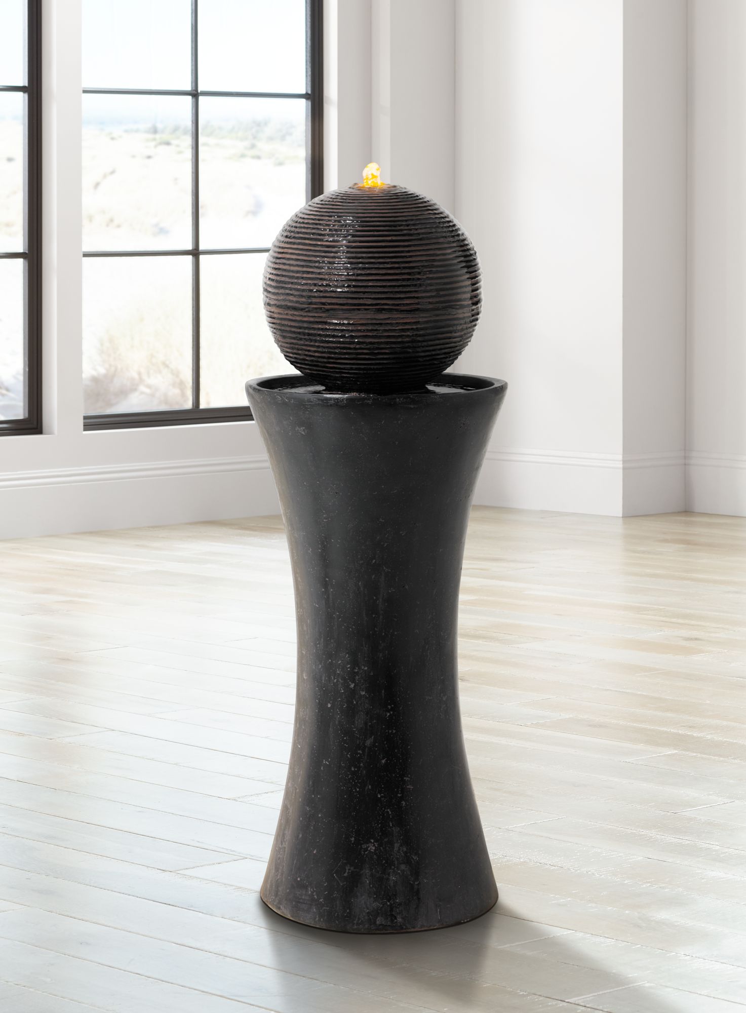 Watch A Video About the Dark Sphere LED Pillar Bubbler Fountain