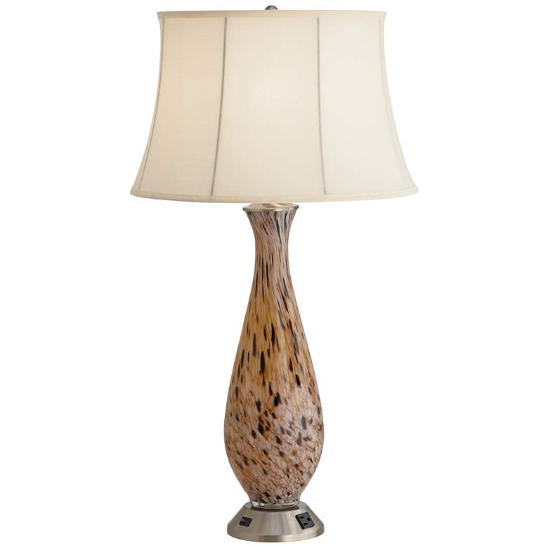 Image 1 V8875 - Spotted Brown and Chocolate Glass Table Lamp