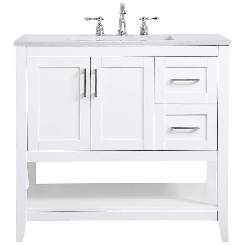 Image 3 Vaedra 36" Wide White Wood 3-Door Single Sink Vanity
