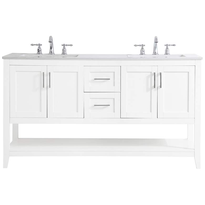 Image 2 Vaedra 60" Wide White 2-Drawer 4-Door Double Sink Vanity