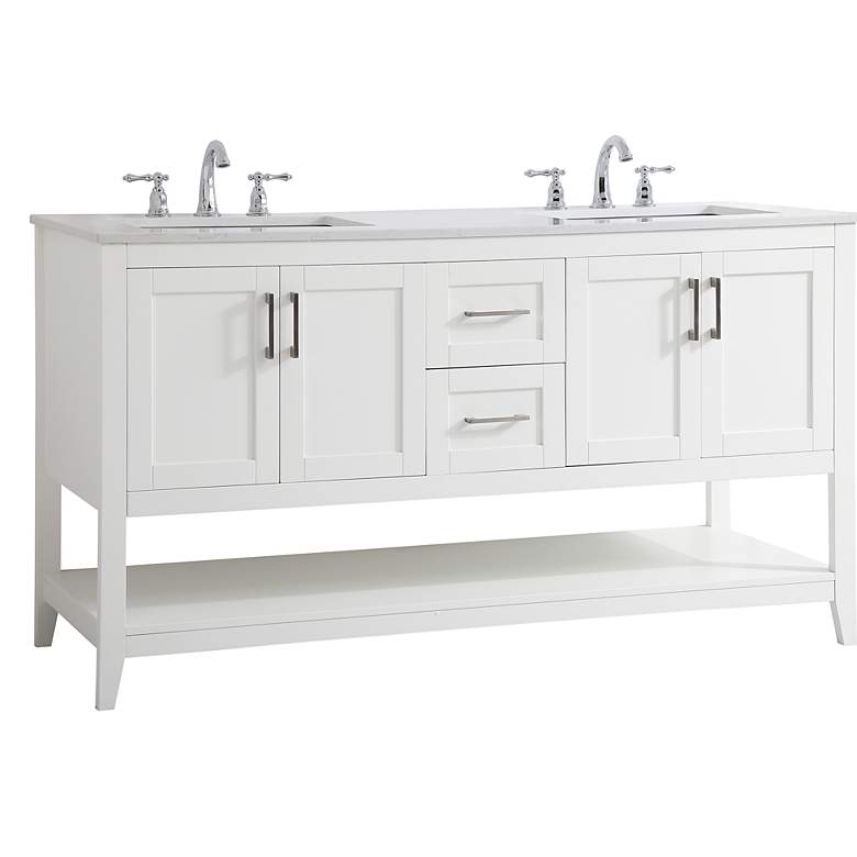 Image 3 Vaedra 60" Wide White 2-Drawer 4-Door Double Sink Vanity more views
