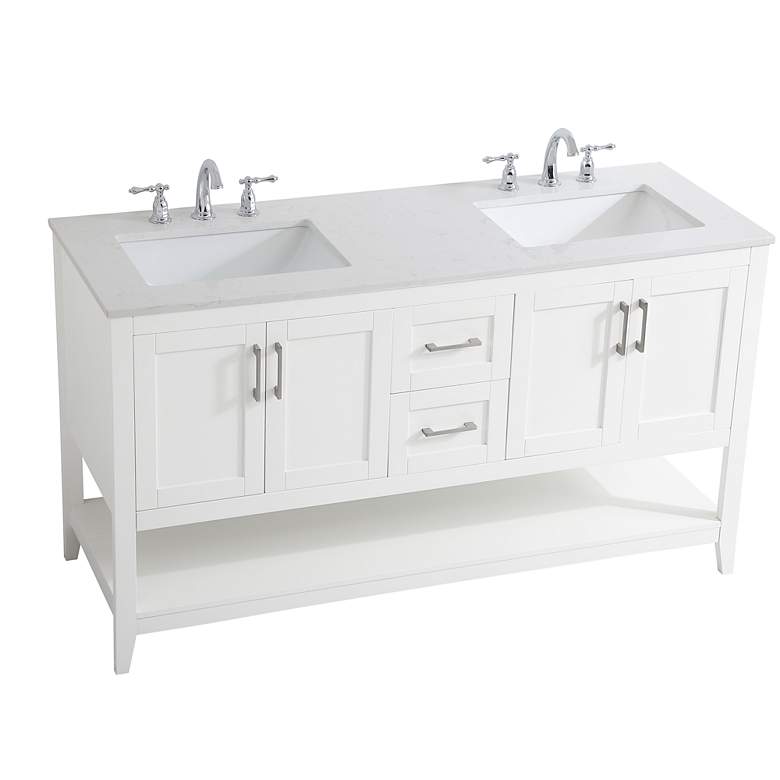 Image 4 Vaedra 60" Wide White 2-Drawer 4-Door Double Sink Vanity more views