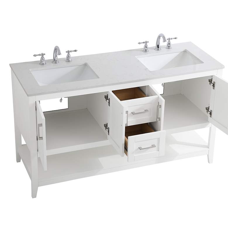 Image 5 Vaedra 60" Wide White 2-Drawer 4-Door Double Sink Vanity more views