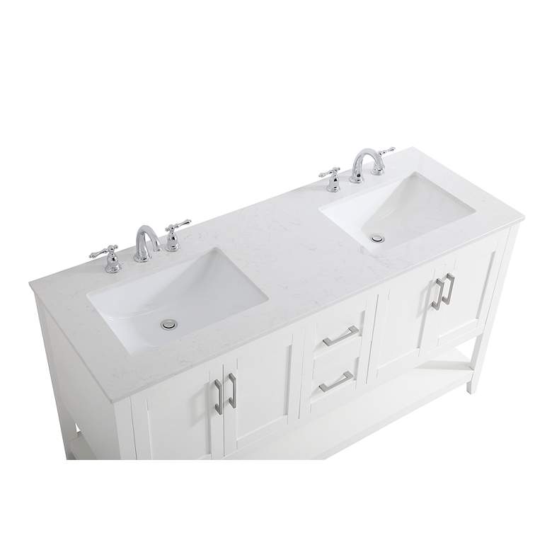 Image 6 Vaedra 60" Wide White 2-Drawer 4-Door Double Sink Vanity more views