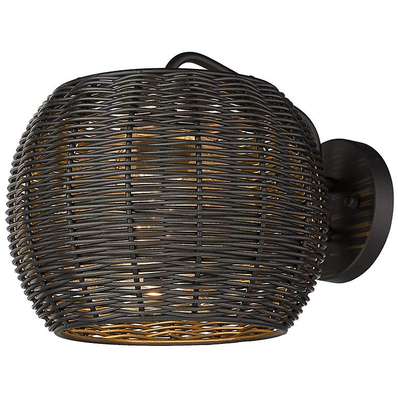 Image 3 Vail 9" High Natural Black and Rattan Outdoor Wall Light