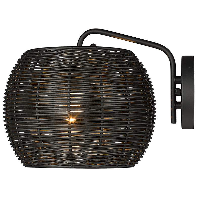 Image 5 Vail 9" High Natural Black and Rattan Outdoor Wall Light more views