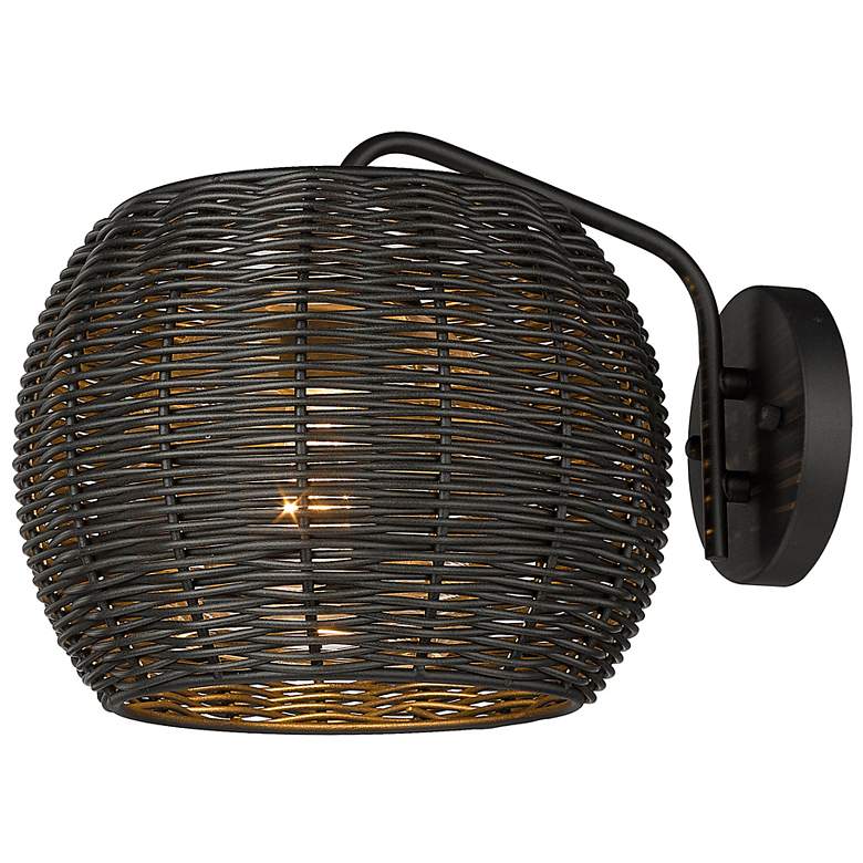 Image 7 Vail 9" High Natural Black and Rattan Outdoor Wall Light more views