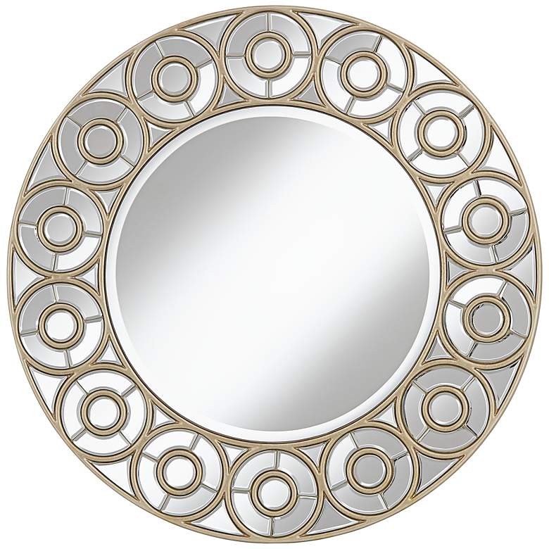 Image 1 Vails Silver Circles 34 3/4 inch Round Wall Mirror