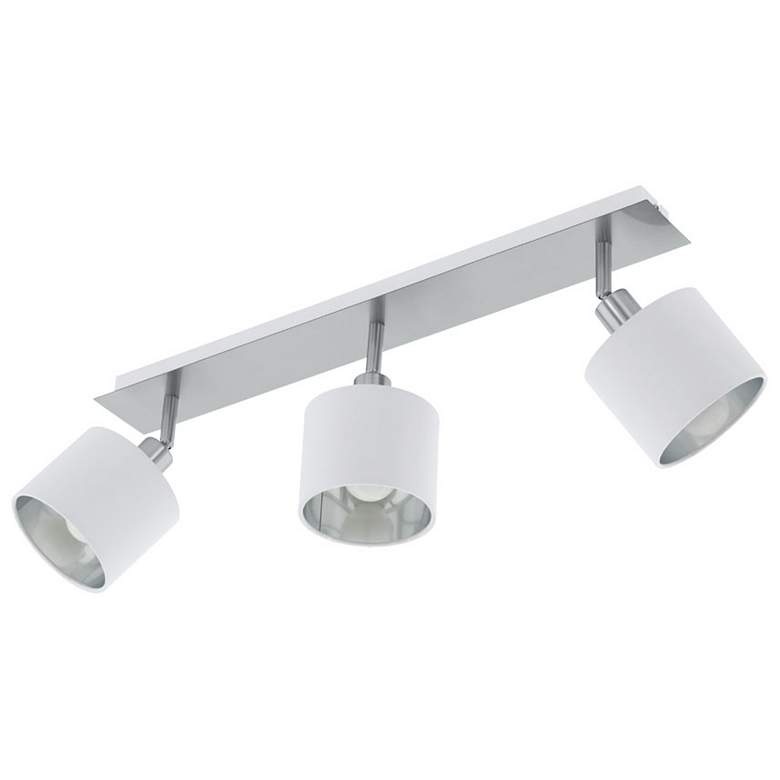Image 1 Valbiano - 3-Light Fixed Track Light - Satin Nickel and White Finish