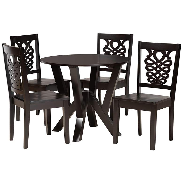 Image 1 Valda Dark Brown Wood 5-Piece Dining Table and Chair Set
