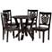 Valda Dark Brown Wood 5-Piece Dining Table and Chair Set