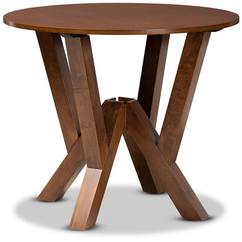 Image 3 Valda Walnut Brown Wood 5-Piece Dining Table and Chair Set more views