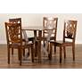 Valda Walnut Brown Wood 5-Piece Dining Table and Chair Set