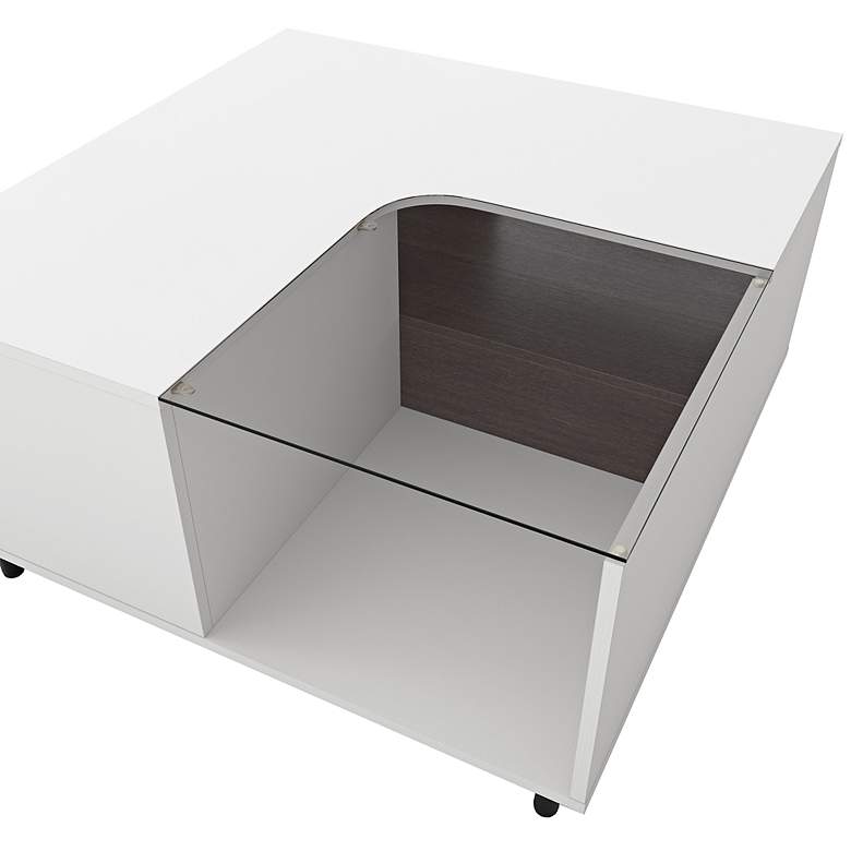 Image 3 Valdes 31 1/2"W White Square Coffee Table with LED Light more views
