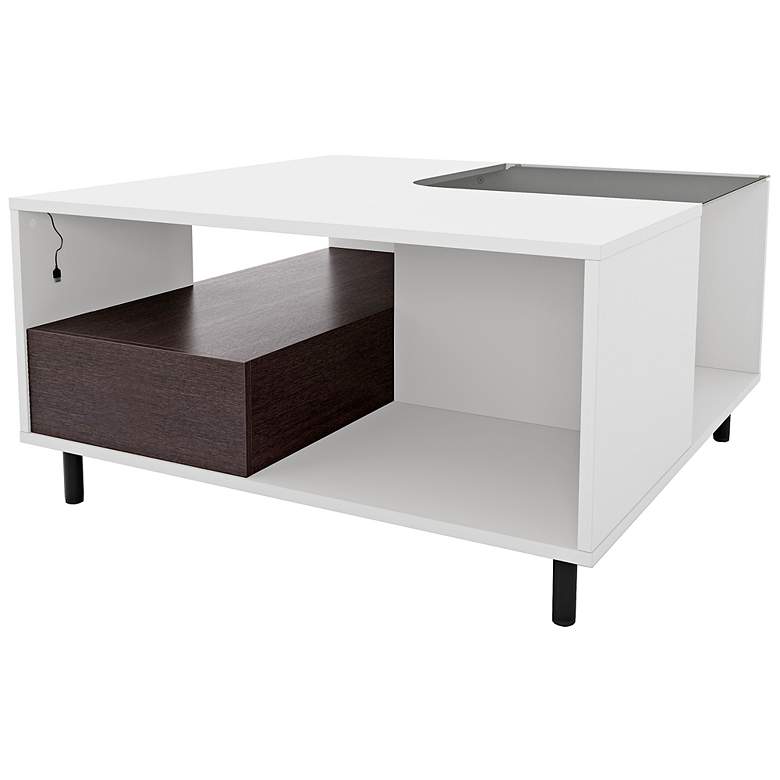 Image 6 Valdes 31 1/2"W White Square Coffee Table with LED Light more views
