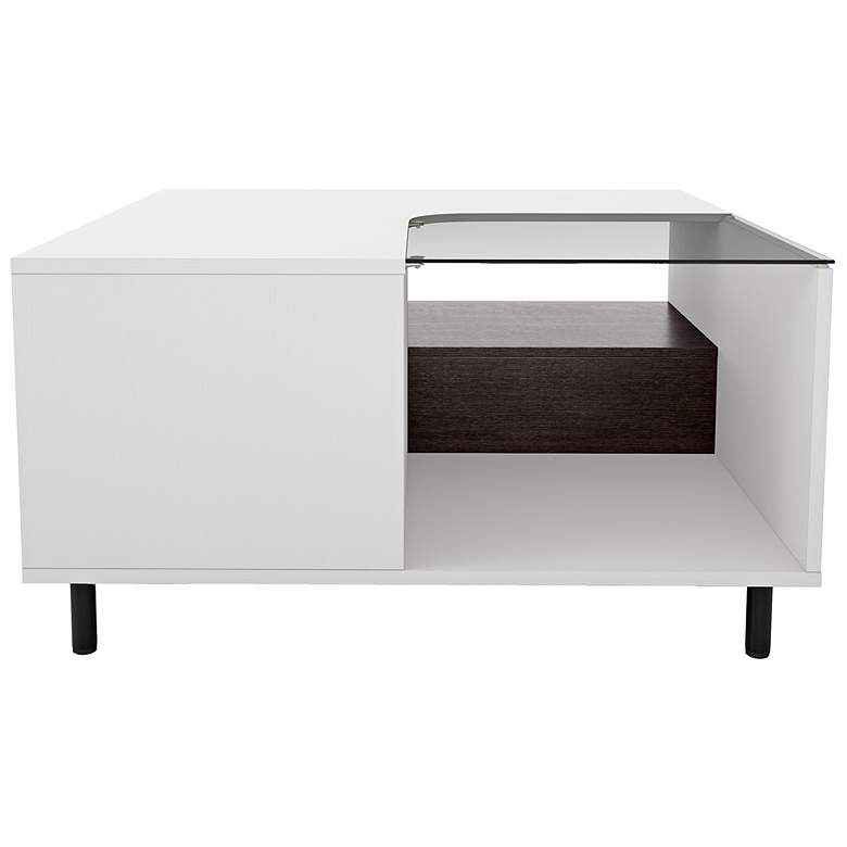 Image 7 Valdes 31 1/2"W White Square Coffee Table with LED Light more views