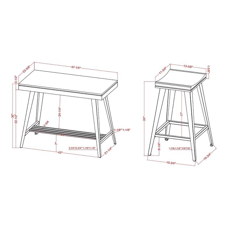 Image 5 Valdon Antique Gray and White Wood 3-Piece Dining Set more views