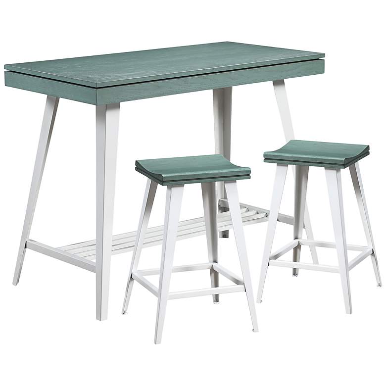 Valdon Antique Green and White Wood 3-Piece Dining Set