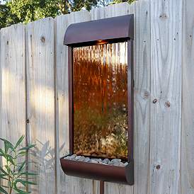Image2 of Vale 33"H Bronze and Copper Mirror LED Outdoor Wall Fountain more views