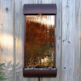 Image3 of Vale 33"H Bronze and Copper Mirror LED Outdoor Wall Fountain more views