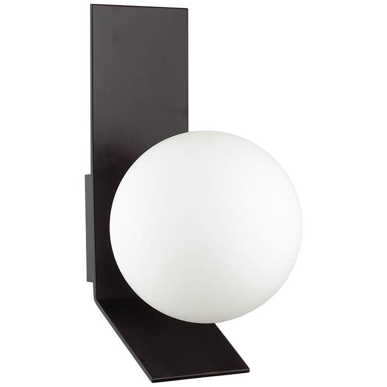 Image 1 Valemont 15 1/4" High Modern Matte Black White Globe Wall Sconce