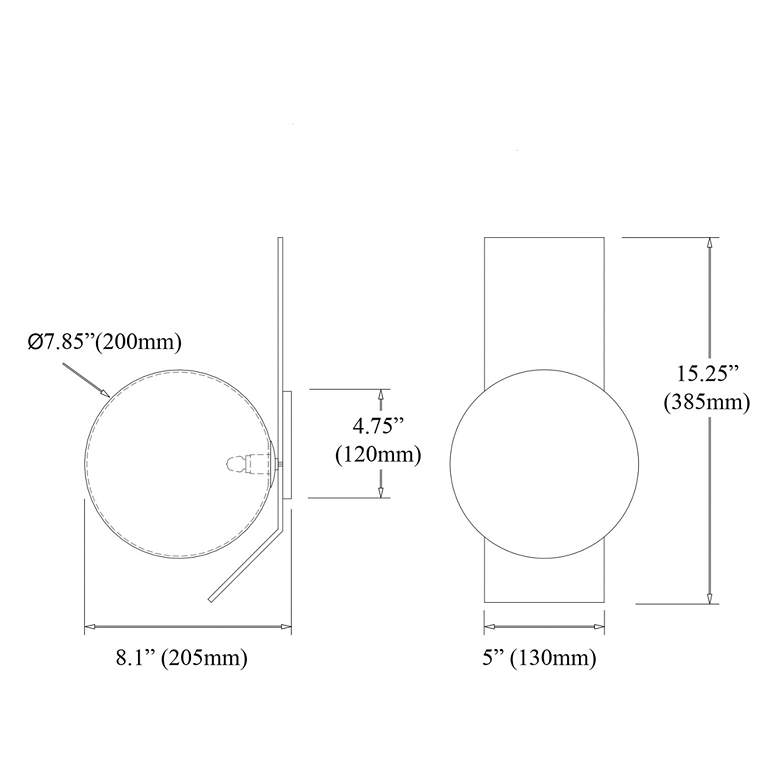 Image 4 Valemont 15 1/4" High Modern Matte Black White Globe Wall Sconce more views