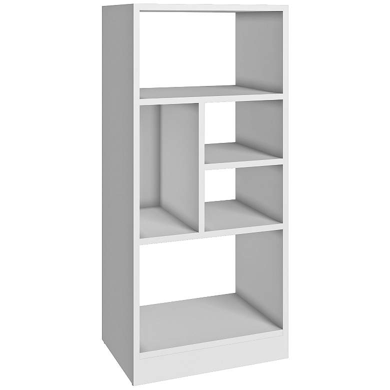 Image 2 Valenca 35 1/2 inch High 5-Shelf White Wood Modern Bookcase